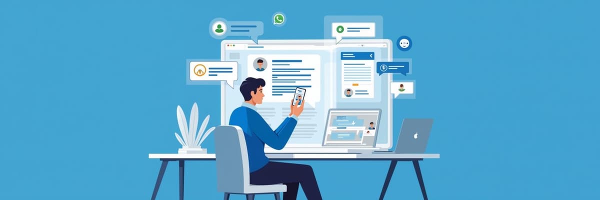 Recruiter using WhatsApp integration to message a candidate, with visible chat interface, job alert, and document upload features on a laptop screen.