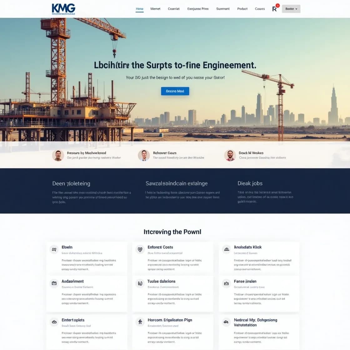 KMG International's recruitment website with Middle East construction theme.