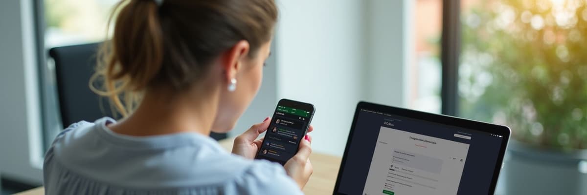 Recruiter confirming a school staff placement via WhatsApp, with education recruitment software on screen.