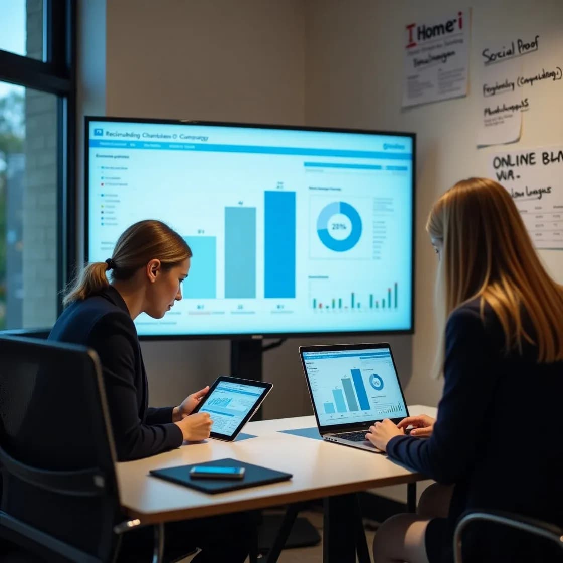 Recruiters in a highly realistic tech-enabled office using mobile tools, social media, and Chameleon-i software to streamline recruitment.